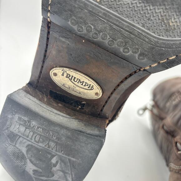 Triumph Paul Smith Brown Leather Buckle Motorcycle Boots Men's 42 Biker - Picture 11 of 15